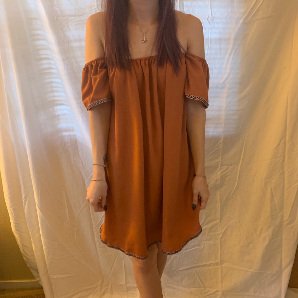 Orange Off-Shoulder Dress